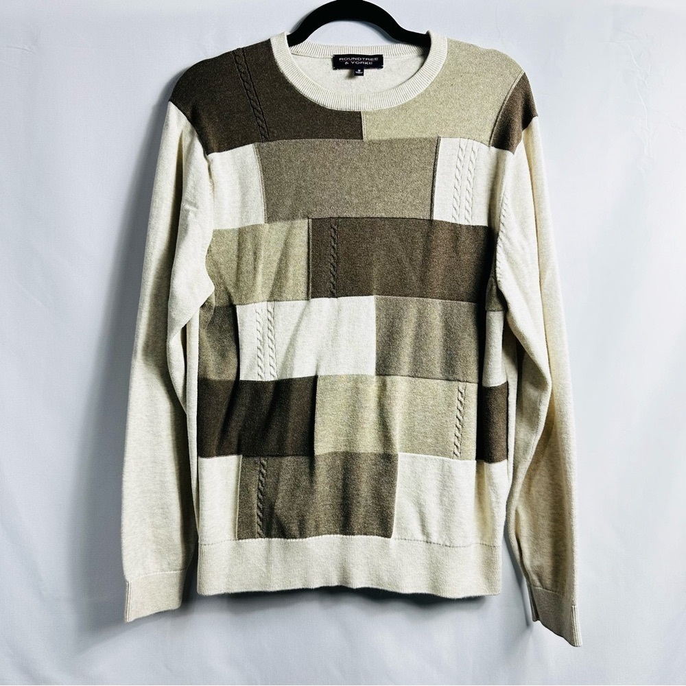 Vintage Roundtree & Yorke Men’s Sz M Color Block Long Sleeve Round Neck Sweater